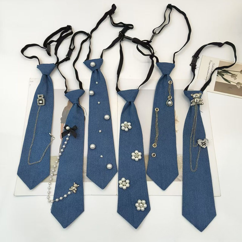 Men Accessories Neck Chain - Cravate bleue Style Cowboy, chemise JK,