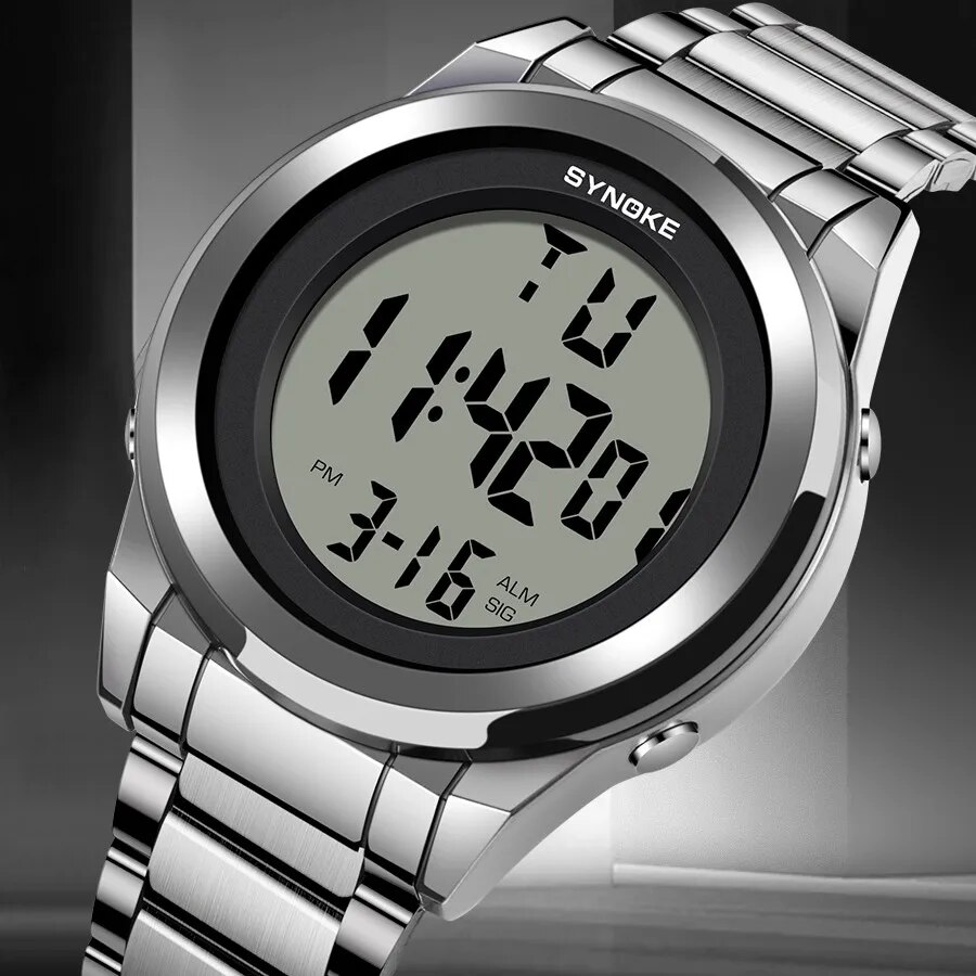 Men'S Accessories Luxury Brands - SYNOKE-Montre-bracelet numérique LED en acier inoxydable