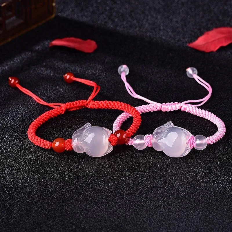Men Accessories For Hand - Bracelet élastique en Agate rose naturelle