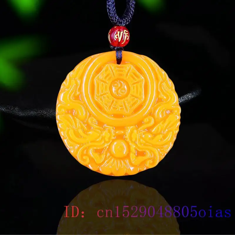 Men Accessories For Gift - Pendentif Dragon Jade jaune pour hommes,