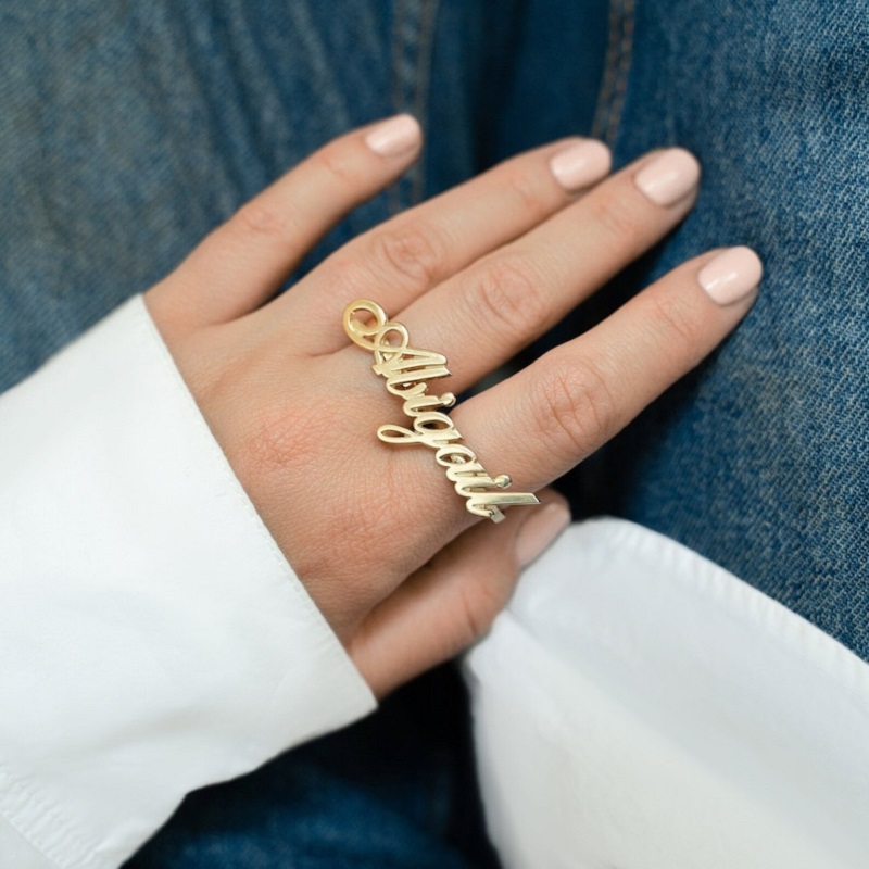 Men Accessories In Silver - Bague à deux doigts en acier